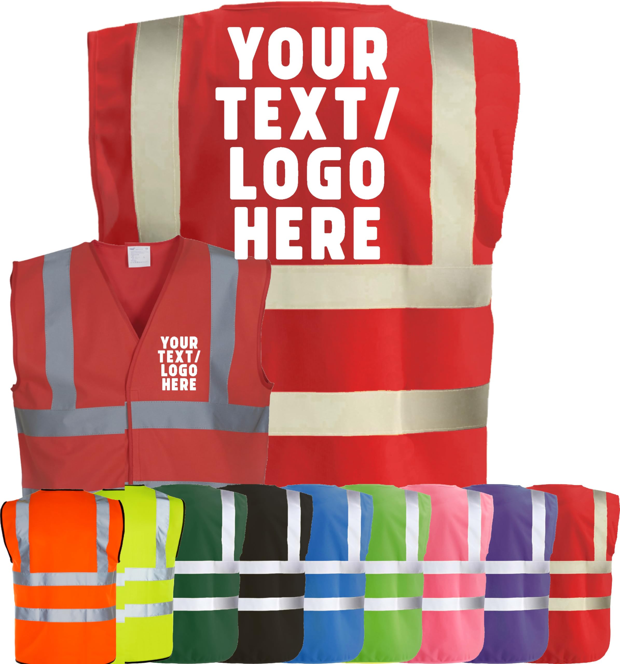 Corporate Togs Personalised Custom Printed Hi-Vis Vest - Printed High Visibility Safety Vest with Reflective Bands & Braces, Fully EN471 Health & Safety Compliant | Safety Apparel
