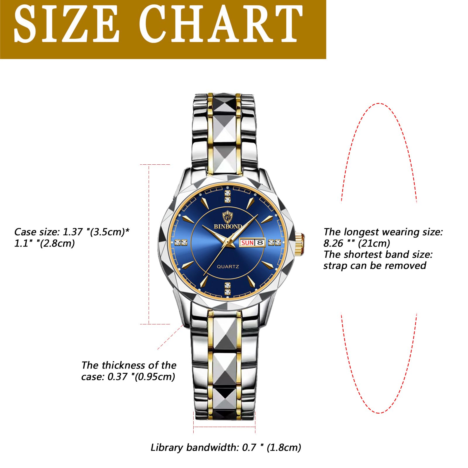 JewelryWe Paar Uhr Analog Quarz Kalender 30M Wasserdicht Partner Armbanduhr Edelstahl Armband Herren Damen Uhren mit Strass Zifferblatt