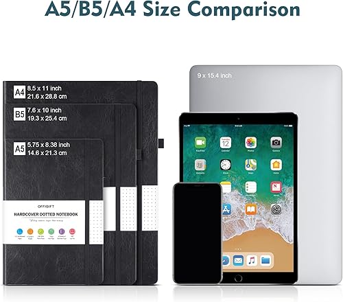 Miniatura 5 de Cuaderno de diario con puntos, 312 páginas numeradas, cuaderno grande B5 de cuero de tapa dura, papel de 100gsm sin traspaso, cuaderno de cuadrícula