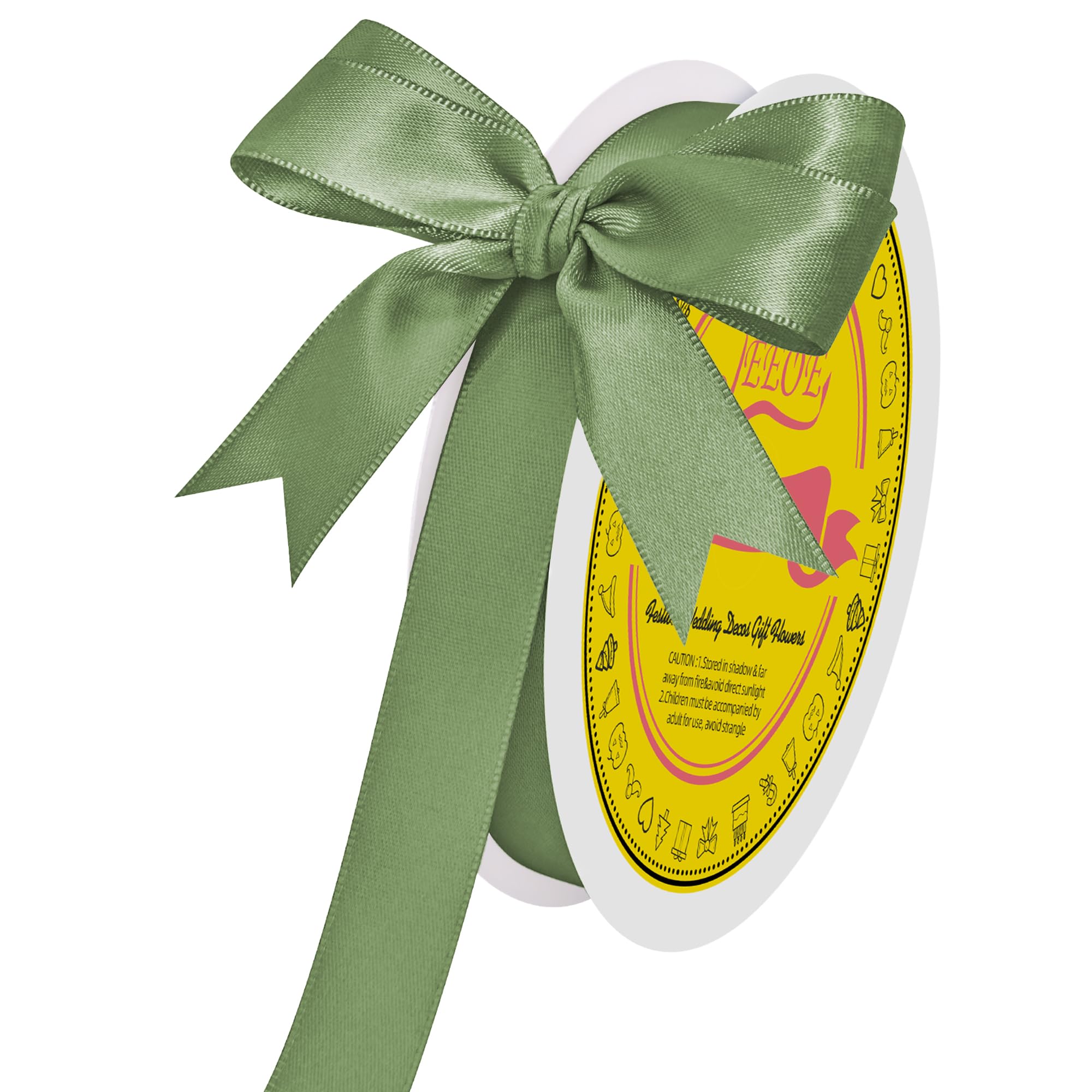 Double Face Spring Moss Satin Ribbon 5/8 inch X 50 Yards Polyester Spring Moss Ribbon for Gift Wrapping Very Suitable for Weddings Party Invitation Decorations and More