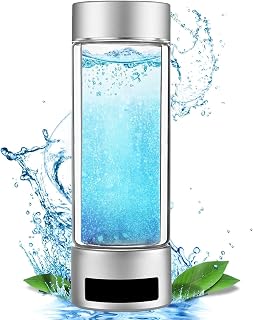 Botella de agua con hidrógeno, máquina ionizadora de agua portátil de carga USB,generador de agua ionizada contenido de hidrógeno ≥6000 ppb(plata,400ML)