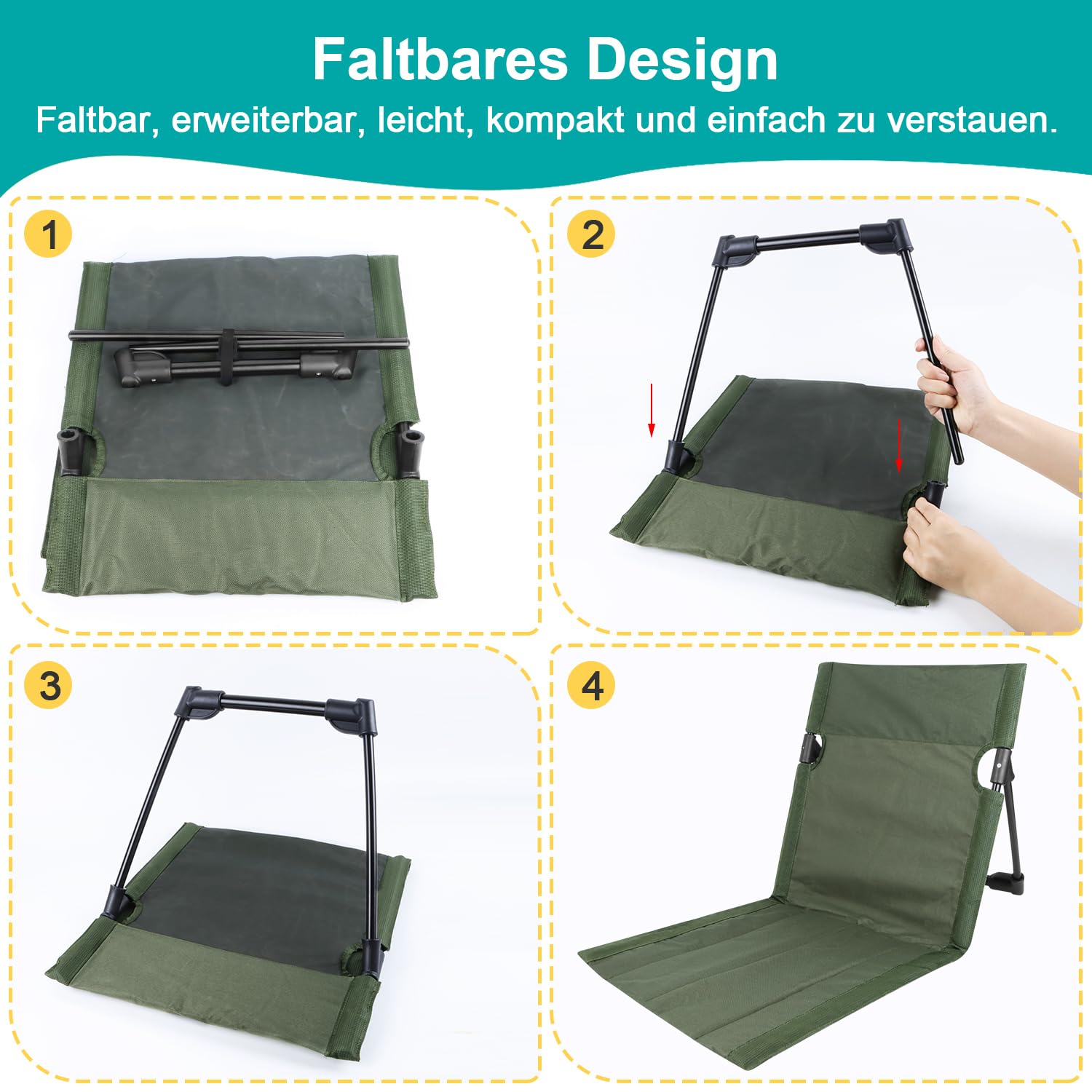 Chaise de Plage Tapis de Plage avec Dossier Chaise Portable Dossier Plages Siège Camping Pliable Coussin de Chaises Pliant pour Camping pour la Randonnée Les Vacances la Plages