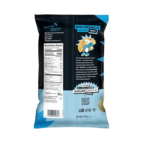 Miniatura 2 de Popchips Papas fritas, sal marina, 4 bolsas para compartir de 5.0 onzas, bajas en calorías y sin gluten, aperitivos salados para adultos y niños,