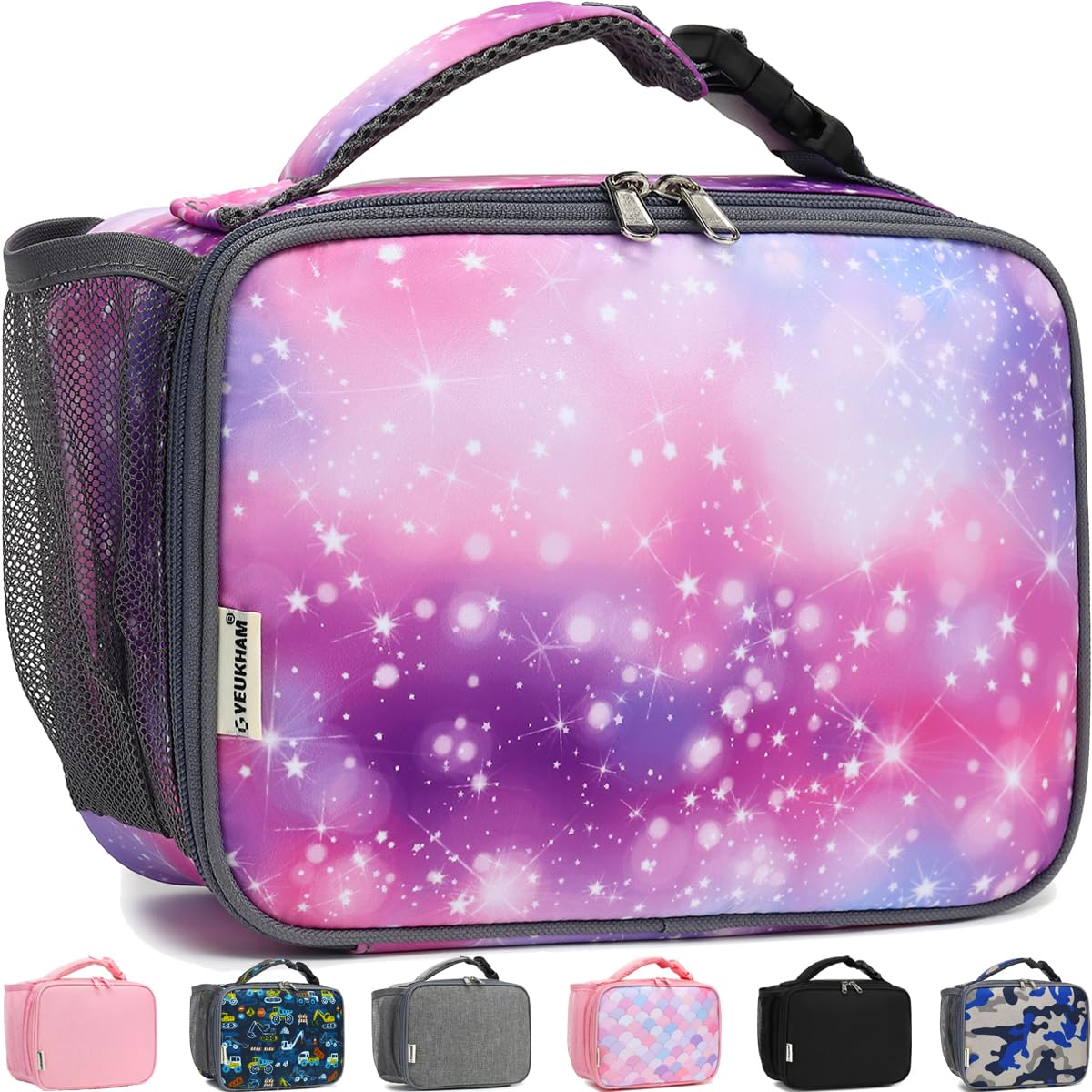 GYEUKHAM Insulated Lunch Box for School, Thermal Reusable Durable Freezable Lunch Bags for Kids Boys Girls Men Women - Small Soft Cooler Portable Lunch Tote Kit for Work Picnic Travel,Star