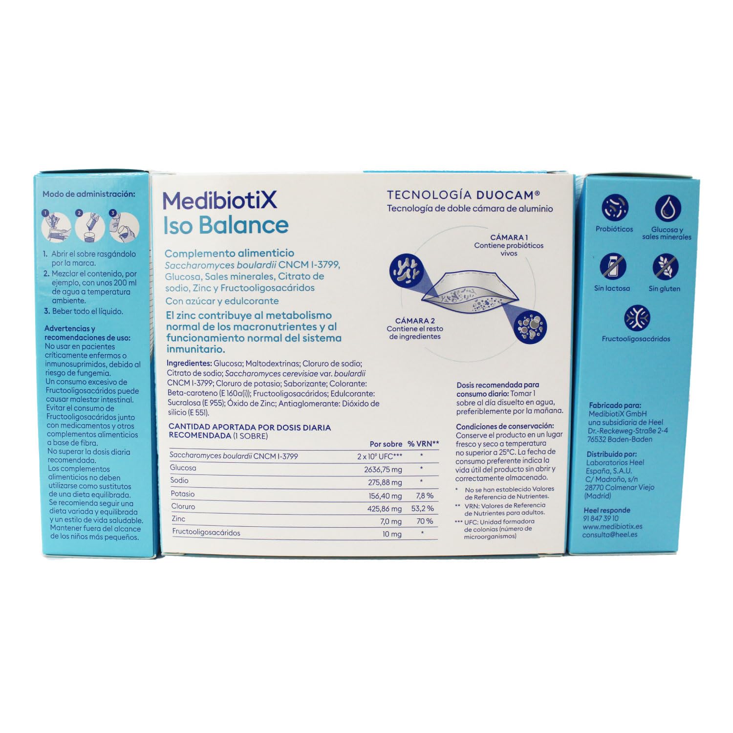 MedibiotiX – Iso Balance, Complemento Alimenticio con Prebióticos, Probióticos y Sales Minerales, Equilibra la Microbiota Intestinal, Con Suero que Evita la Deshidratación en Diarreas – 10 Sticks