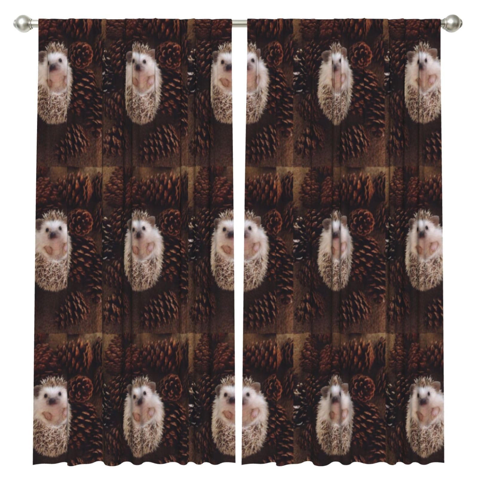 InOmak Hedgehog, 2 Panels Window Curtains 52 x 84 Inch Blackout Curtains for Living Room Bedroom