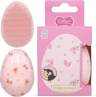 The Vintage Cosmetic Company rose detangling brush for women and girls, ergonomic hair brush with pink finish for styling and daily use