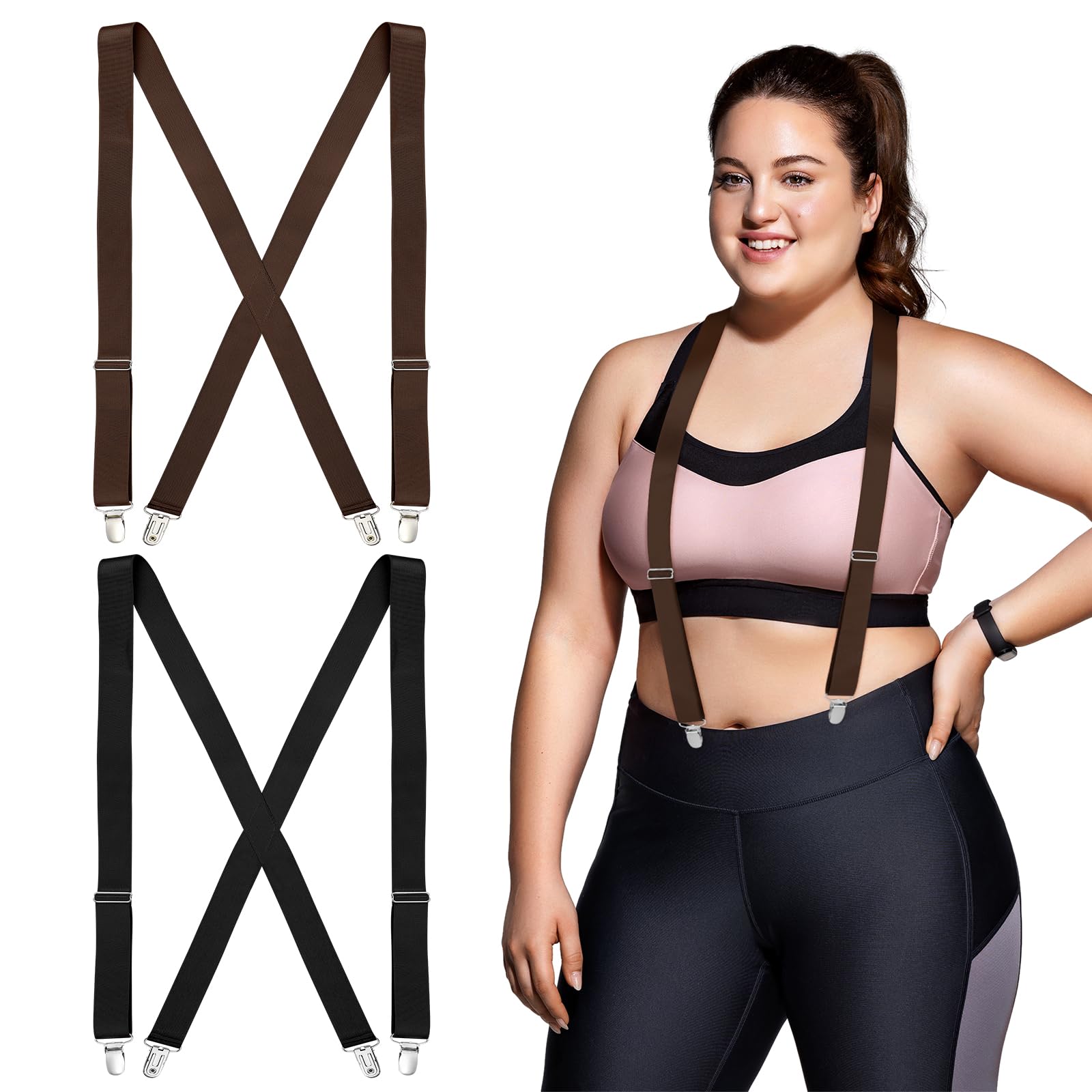 Janmercy 2 Pcs Female Skinny Hidden Suspenders for Women