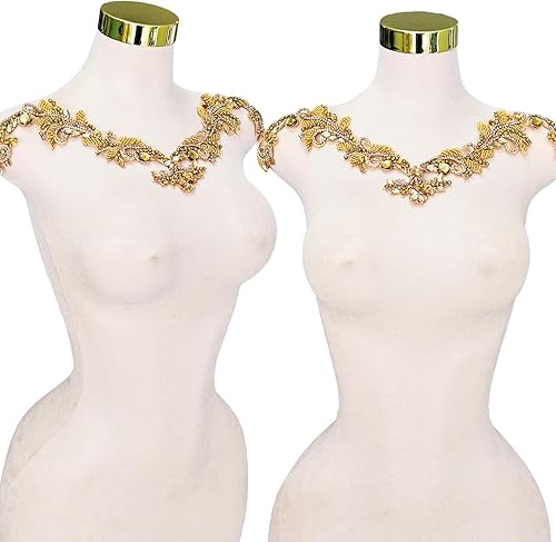 Miniatura 9 de Parches de cristal hechos a mano con cuentas de encaje de diamantes de imitación para accesorios de ropa de vestir (S2-rosa)