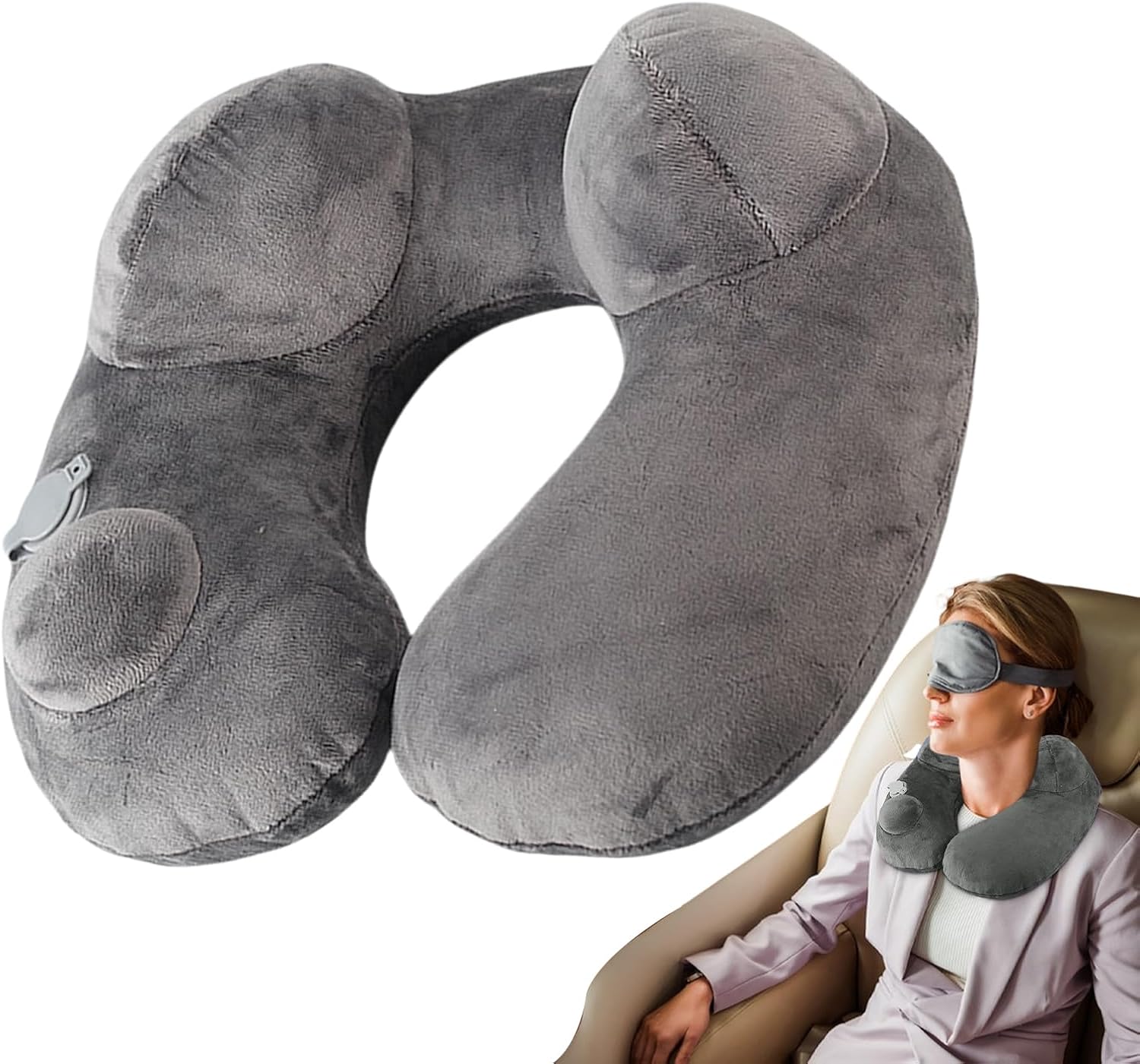 Oreillers De Voyage pour Avion – Coussins Cervicaux De Voyage Gonflables pour Avions – Tête Portable avec Poche de Rangement pour Train Avion Randonnée Sac à Dos Vols Longs Sieste