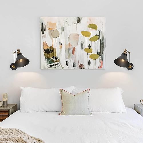 Miniatura 2 de Paquete de 2 apliques de pared negros, lámpara de pared con brazo oscilante ajustable con enchufe industrial moderno o cableado con acabado de latón