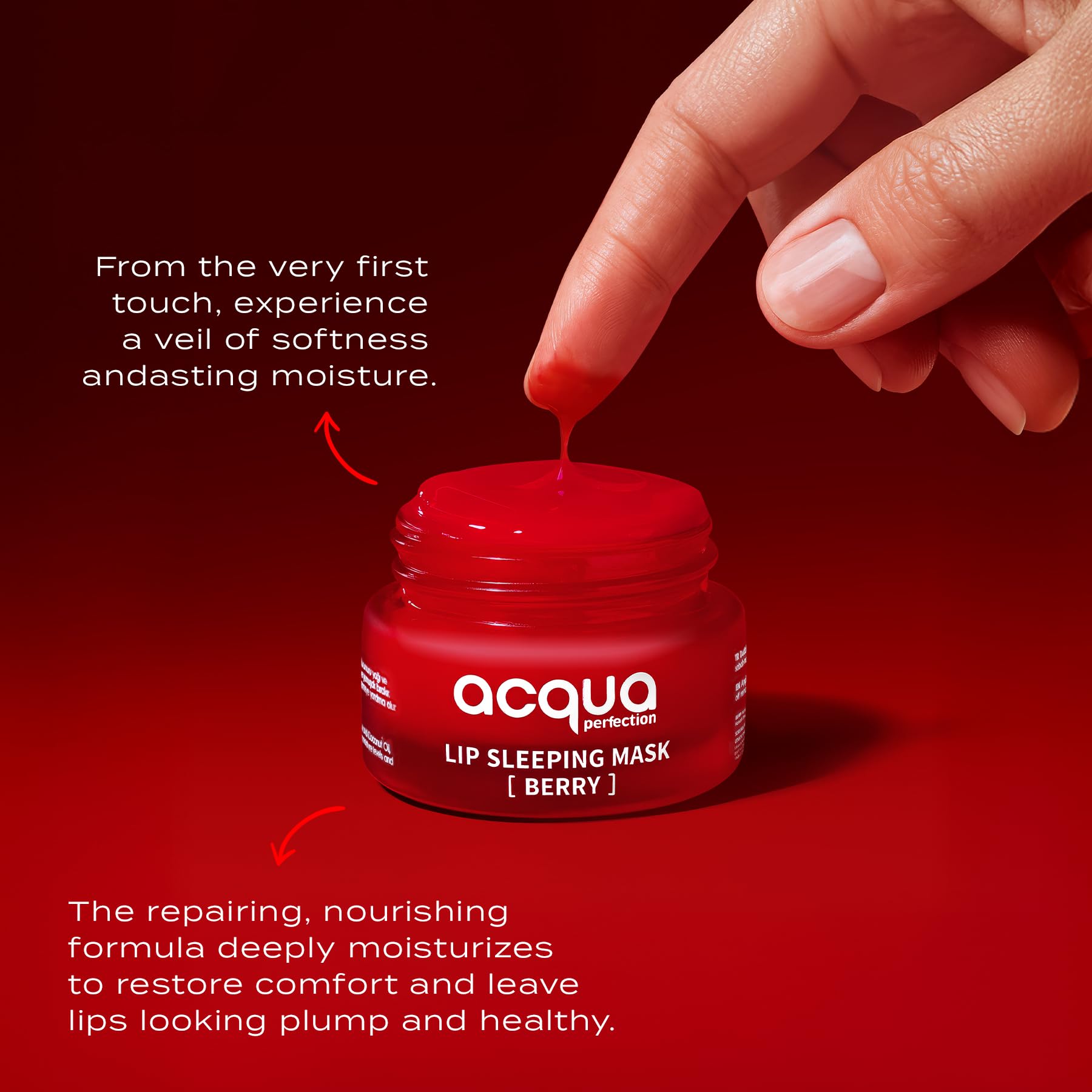 Acqua Perfection Lip Sleeping Mask Balm 3 Flavors 15ml - Hydrating Overnight Lip Treatment -Murumuru Oil, Coconut Oil & Berry Complex - Repairing, Plumping & Moisturizing (15 ml, Berry) - Image 3