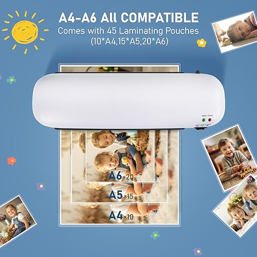 Miniatura 2 de Laminadora A4 de 9 pulgadas, laminadora térmica de escritorio, bolsas de laminación que nunca atascan, recortadora de papel y redondeadora de