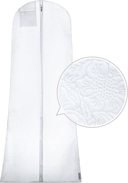 HANGERWORLD 72 Inch White Textured Breathable Wedding Dress Ball Gown Garment Zipped Cover