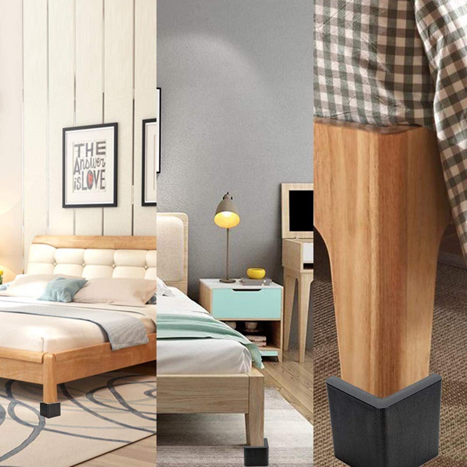 TOPINCN Elevadores de Muebles, 4 Piezas Elevadores de Cama 2200 LB Cojinete de Carga Altura Creciente Ruedas Fijas de Esquina de Plástico Elevadores de Servicio Pesado