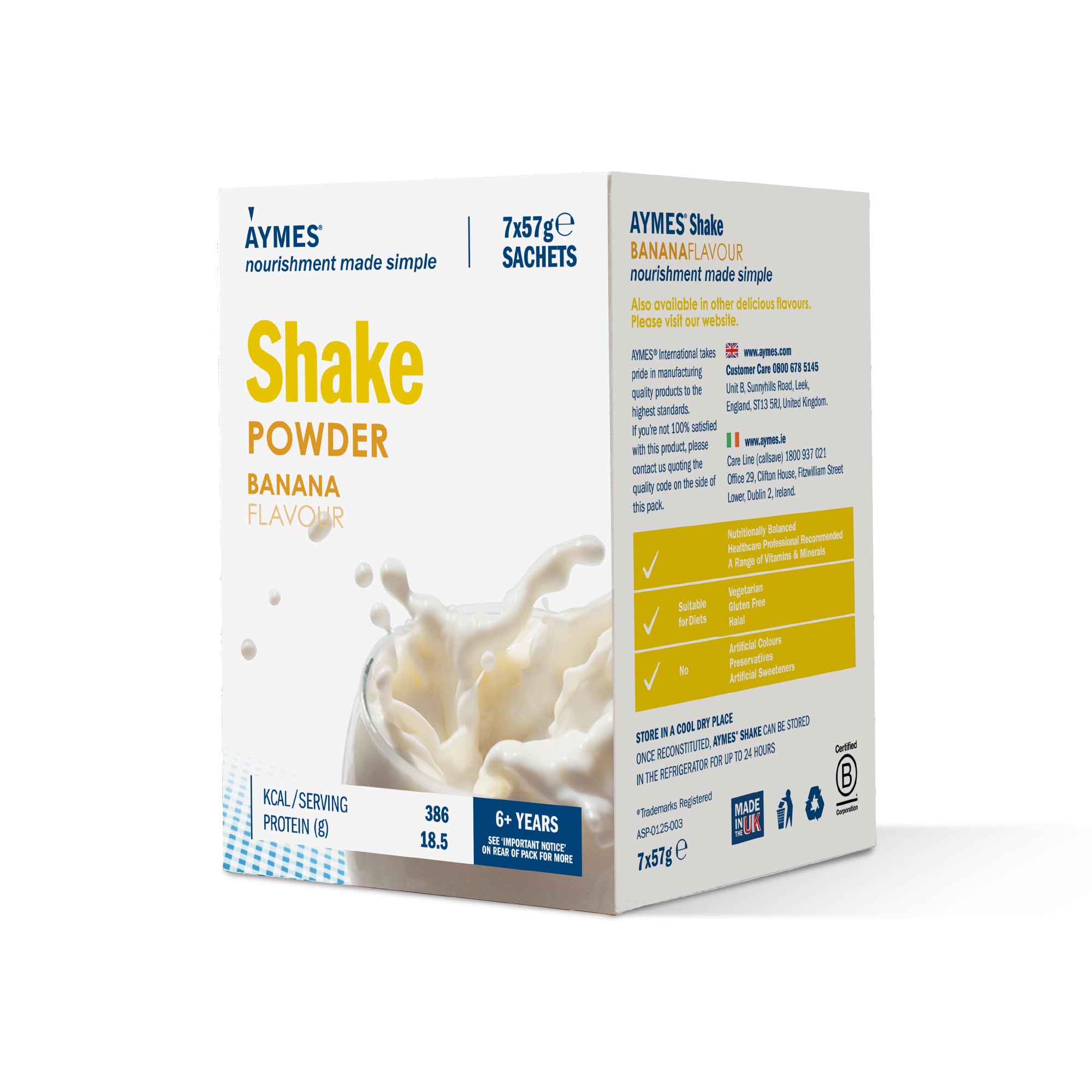 High Protein Nutritional Powder Shakes - Banana - 7 Servings - Milkshake-Style Drink Mix - Gluten Free, Vegetarian, Halal & Kosher Suitable - For Ages 3+ and Adults