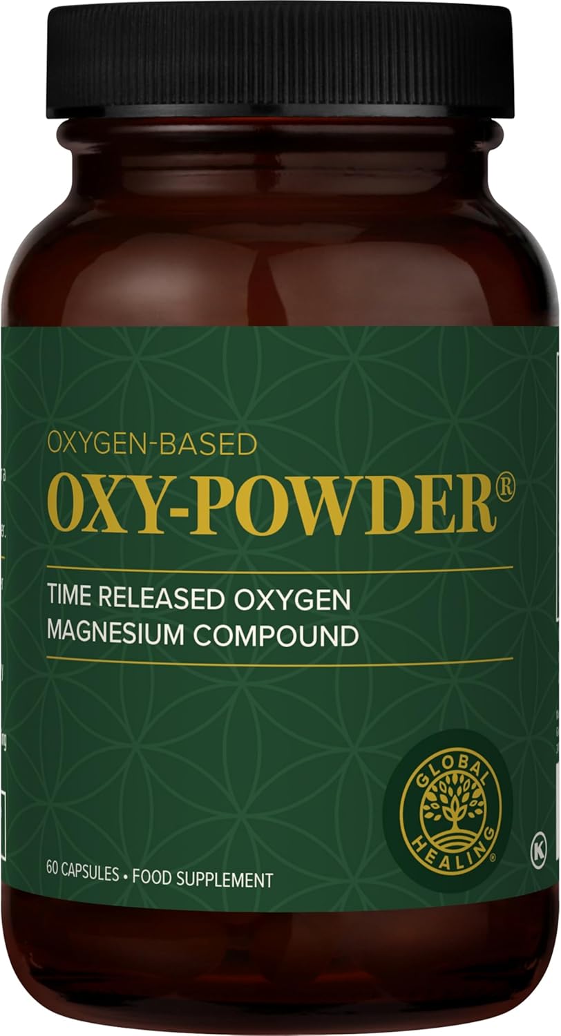 Global Healing Oxy-Powder Time-Released Oxygen Magnesium Compound – Colon Cleanse for Bloating & Occasional Constipation Relief – Detox Supplement for Adult Men & Women – 60 Capsules