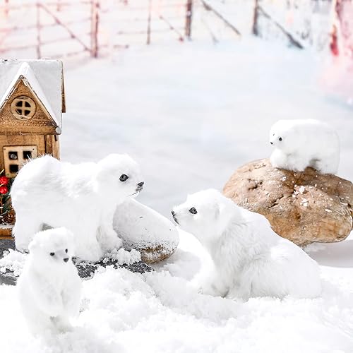 Miniatura 4 de Yinder 4 piezas Adorno de Navidad de Oso Polar Grande Oso Polar de Peluche Blanco con Bufanda Animales Colgantes de Oso Polar de Peluche Realistas
