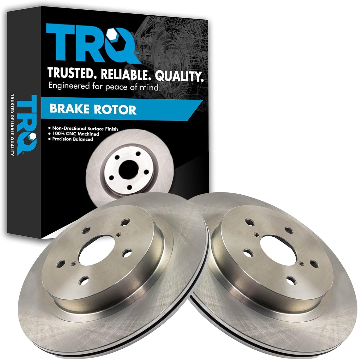 TRQ Rear Brake Rotors Set Vented Compatible with 2015-2021 Subaru Legacy Outback 2016-2022 WRX