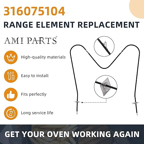 Miniatura 9 de AMI PARTS 316075103 Horno Hornear Elemento Calefactor Ajuste para Frigi-daire Reemplazar 316075104 PS438018 316282600 09990062 AP4356505 EA2332301