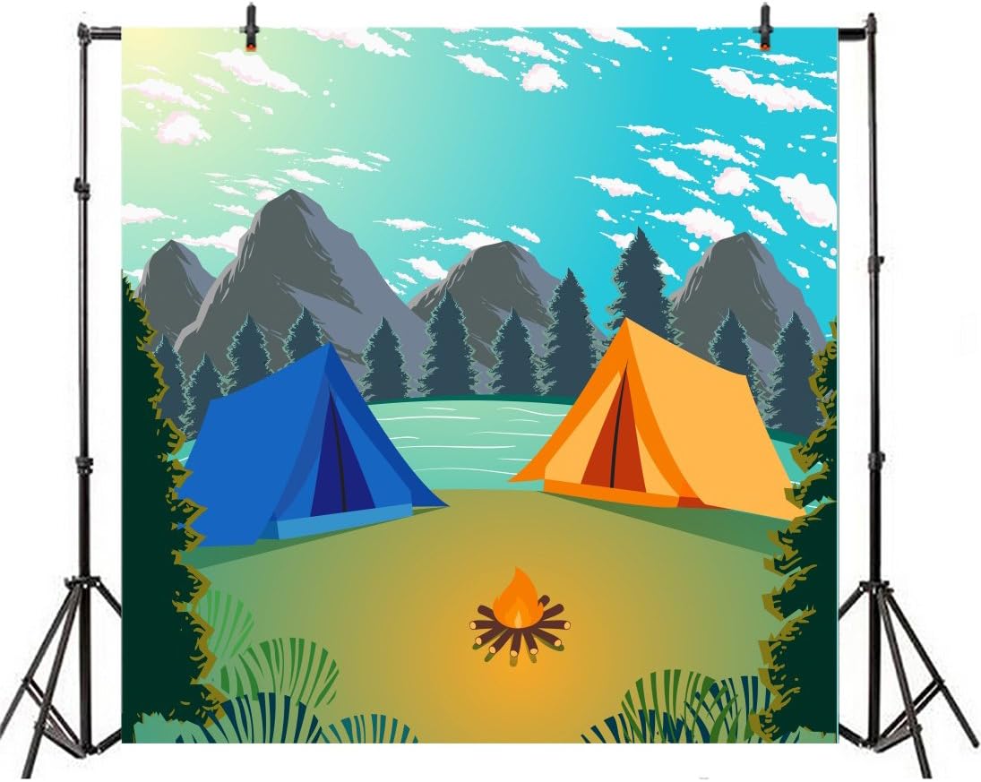 Onе-Dау Sаlе: Uр tо 70% оƒƒ Yeele 10x10ft Cartoon Summer Camping Backdrop Lakeside Camping Tent Photography Background Boy Girl Portrait Photo Booth Shooting Studio Props