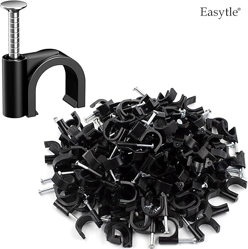 Miniatura 4 de Easytle Abrazaderas de cable de plástico, 100 clips de cable de 0.394 pulgadas, clips de cable coaxial, clips de cable coaxial, clips de cable para