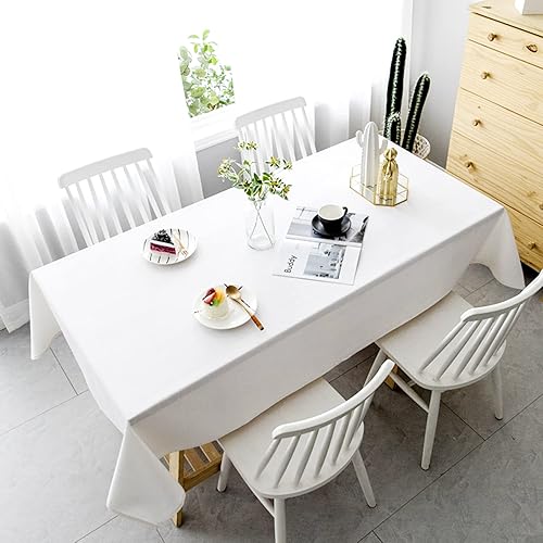 Miniatura 7 de YMHPRIDE Paquete de 6 manteles de poliéster blanco, 60 x 102 pulgadas, rectangulares, clásicos, sólidos, resistentes a las arrugas, lavables a