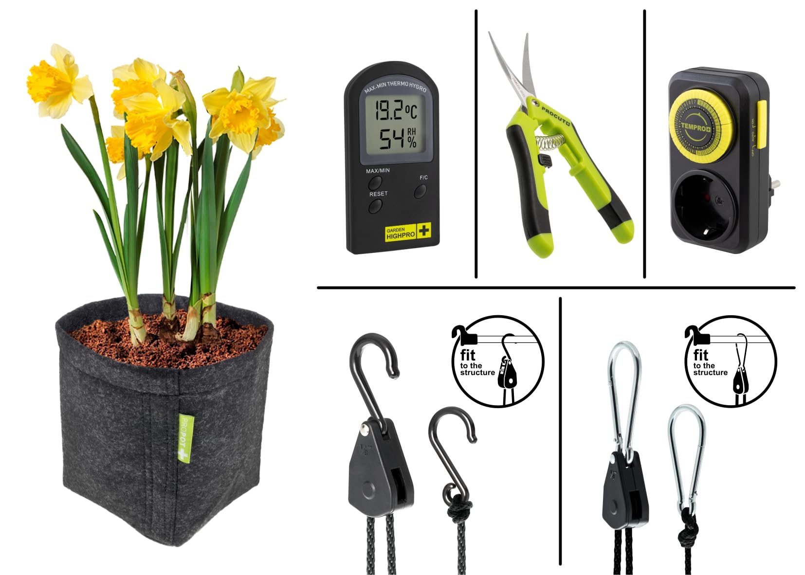 GARDEN HIGHPRO GROWKIT 80H | Grow Kit | Kit Cultivo | Armario Cultivo Indoor | Extractor 125mm | Filtro carbón | Ventilador 5W | Combiduct | Tijeras