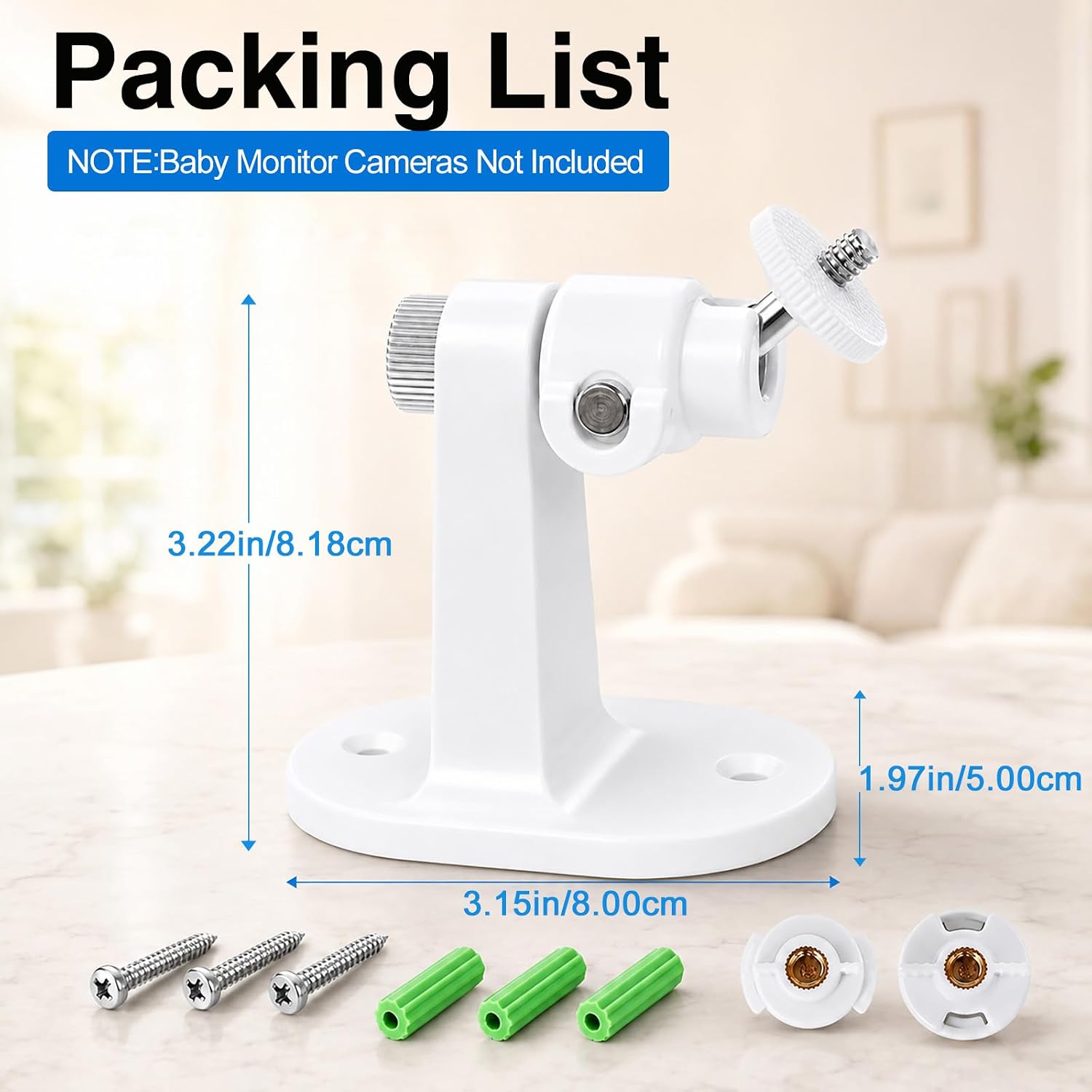 Baby Monitor Wall Mount Compatible with HelloBaby HB65/HB40/HB6550/HB6560/HB6148/HB66/HB6339/HB6550 Pro/HB6240,ANMEATE SM935E,360° Adjustable Camera Holder,Perfect View Easy Screw Installation image 2