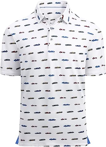 Alex Vando Mens Hawaiian Golf Shirt Moisture Wicking Digital Print Golf Shirts for Men