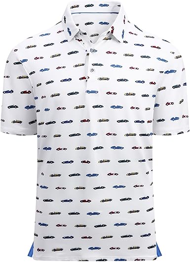 Alex Vando Mens Hawaiian Golf Shirt Moisture Wicking Digital Print Golf Shirts for Men