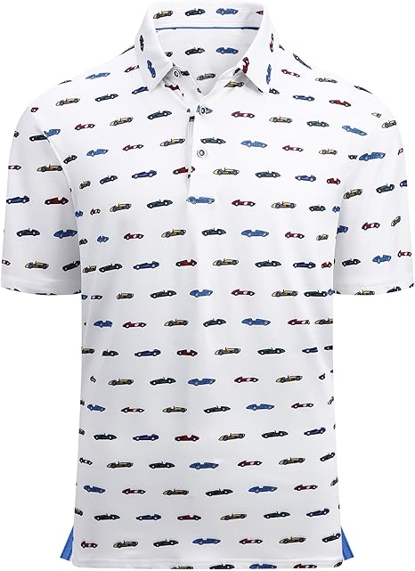 Alex Vando Mens Hawaiian Golf Shirt Moisture Wicking Digital Print Golf Shirts for Men