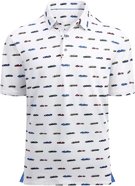 Alex Vando Mens Hawaiian Golf Shirt Moisture Wicking Digital Print Golf Shirts for Men