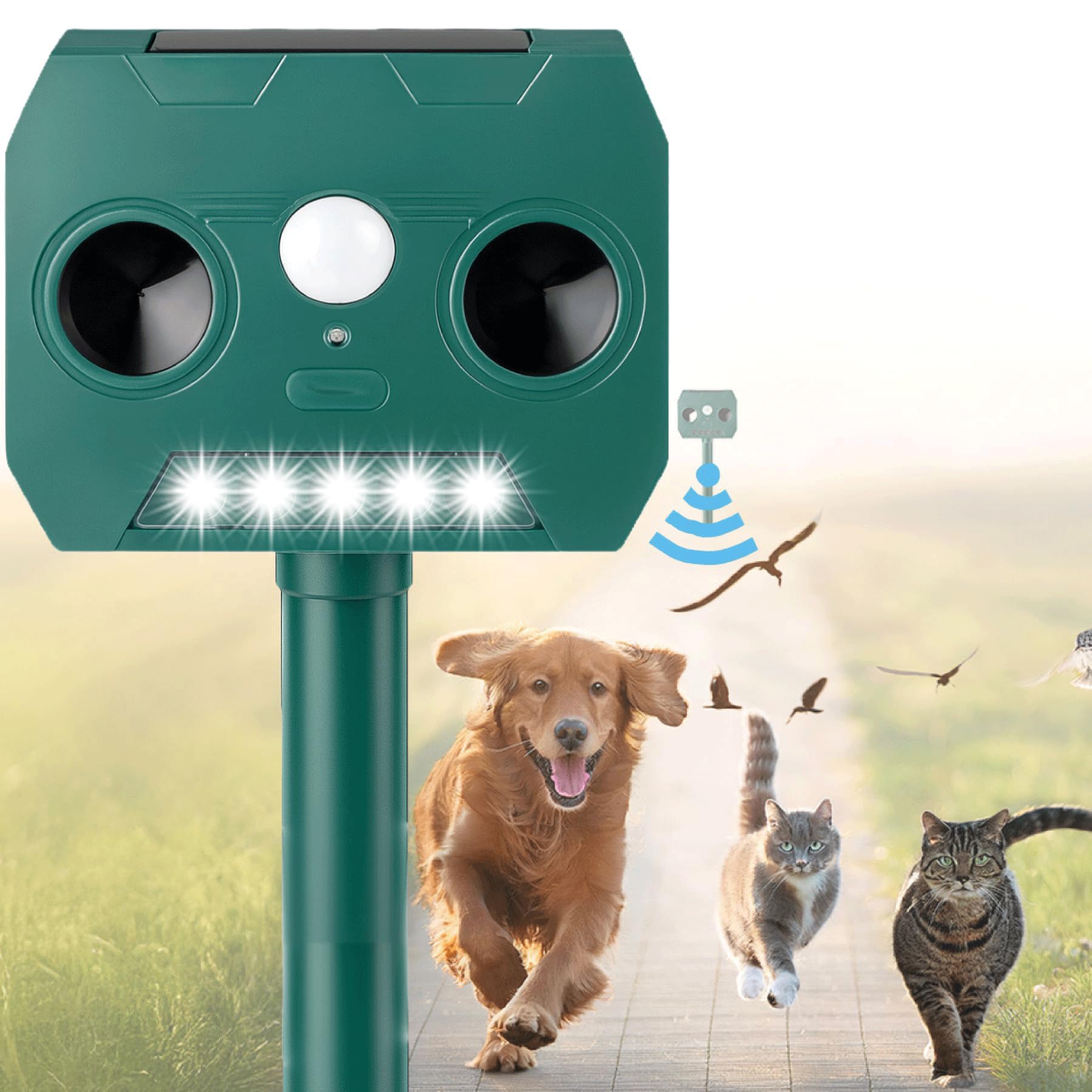 猫よけ 動物撃退器 4個セット　 ソーラー＆USB充電式猫除けIPX4防水 四個セット 猫よけ 動物撃退器 超音波 猫よけ対策 害獣撃退器 ソーラー