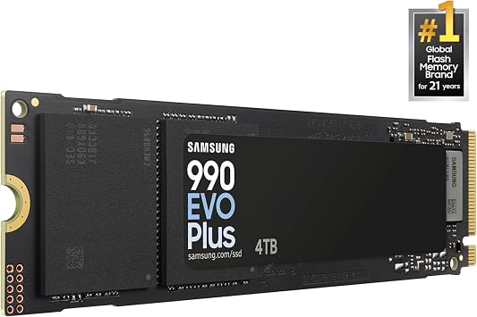 Samsung 990 EVO Plus - 4TB PCIe Gen4. X4, Gen5. X2 NVMe 2.0 - M.2 Internal SSD, Speed up to 7,250 MBs, Updated Storage for PCs, HMB Technology and Smart Turbowriting