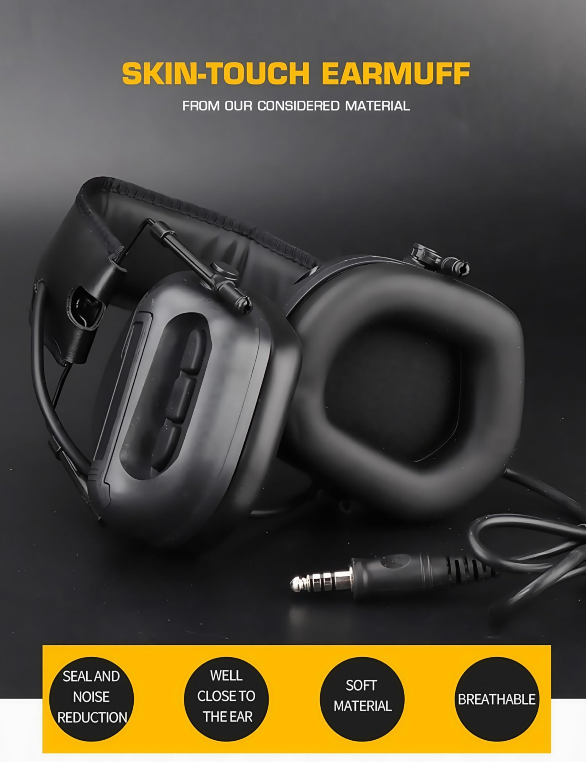 ACEXIER Cuffie militari tattiche senza pickup audio, versione con riduzione del rumore, auricolari da indossare sulla testa per caccia, softair e tiro