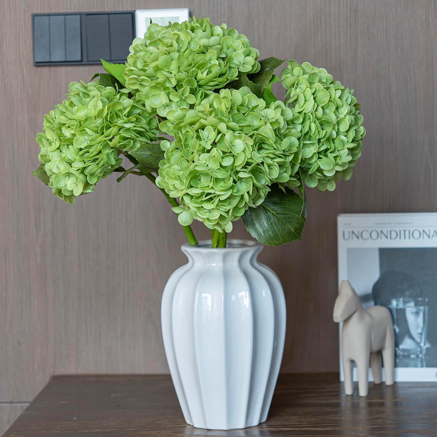 3PCS 22 inch Realistic Artificial Hydrangea Large Real Touch Flowers Artificial Flowers Dry Flowers Outdoor Wedding Christmas Office Family Party Living Room Table Decoration (Green) - Image 8