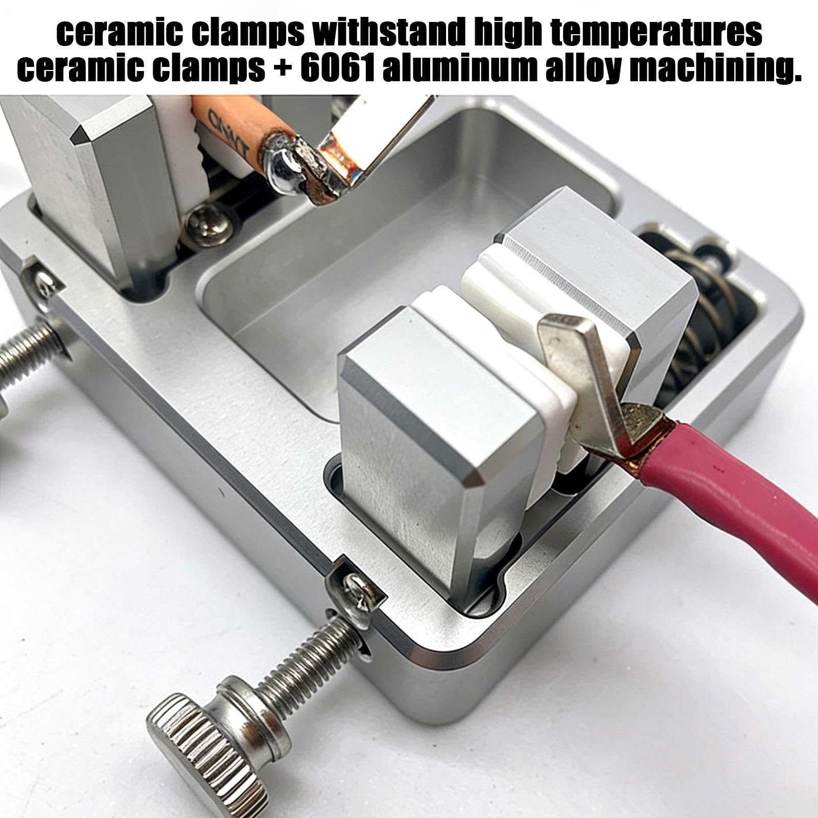 Pince à souder en aluminium lourd avec mâchoires résistantes à la chaleur - Pince à souder pour montage PCB et soudage par points - Support stable pour établi et station de soudage