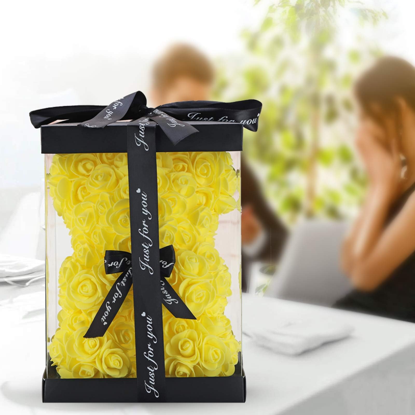 Rosenbär 25,4cm Mit Blumenstrauß - Romantisches Geschenk In Geschenkbox