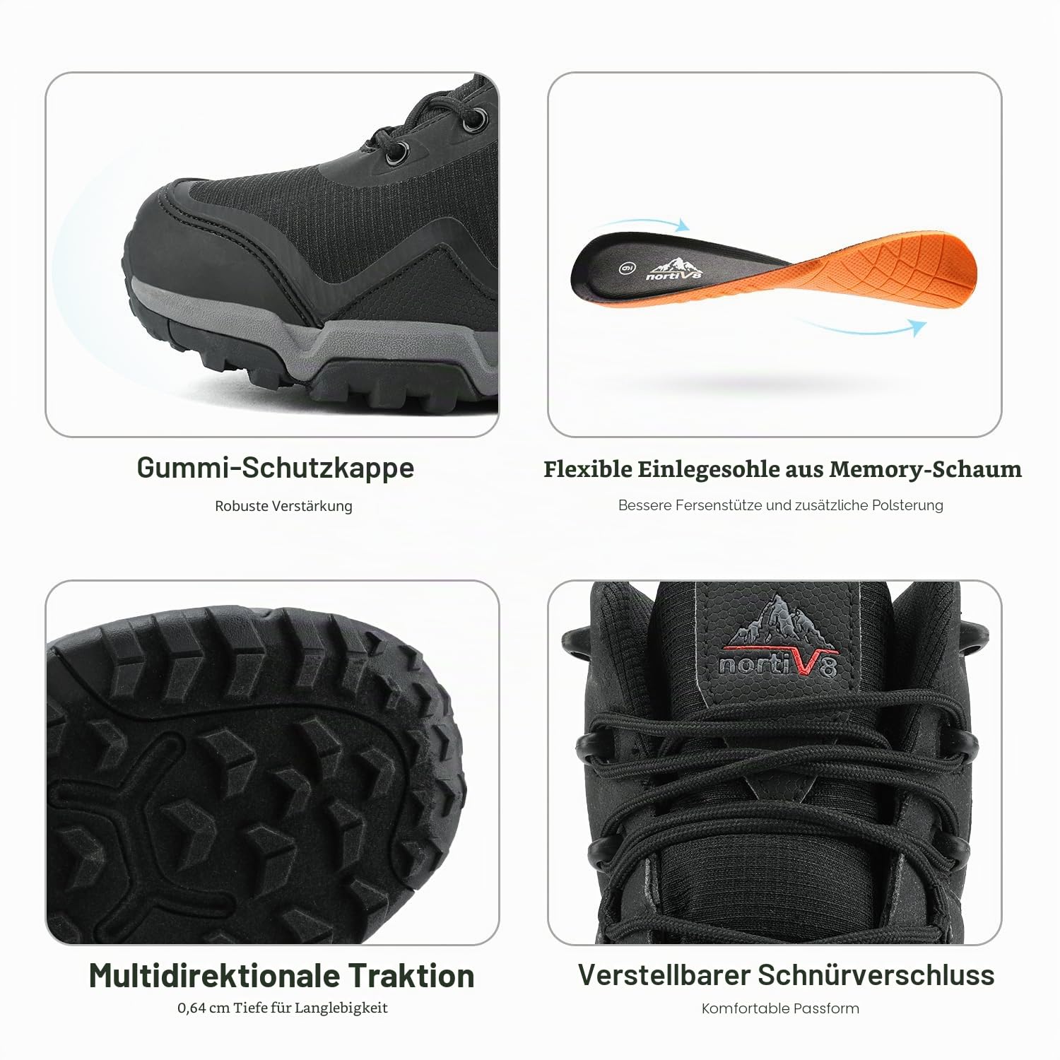 NORTIV 8 Herren Mid wasserdichte Wanderschuhe | leichte Langlebig und rutschfest Trekking- und Bergschuhe für Outdoor Camping Ideal für drinnen und draußen