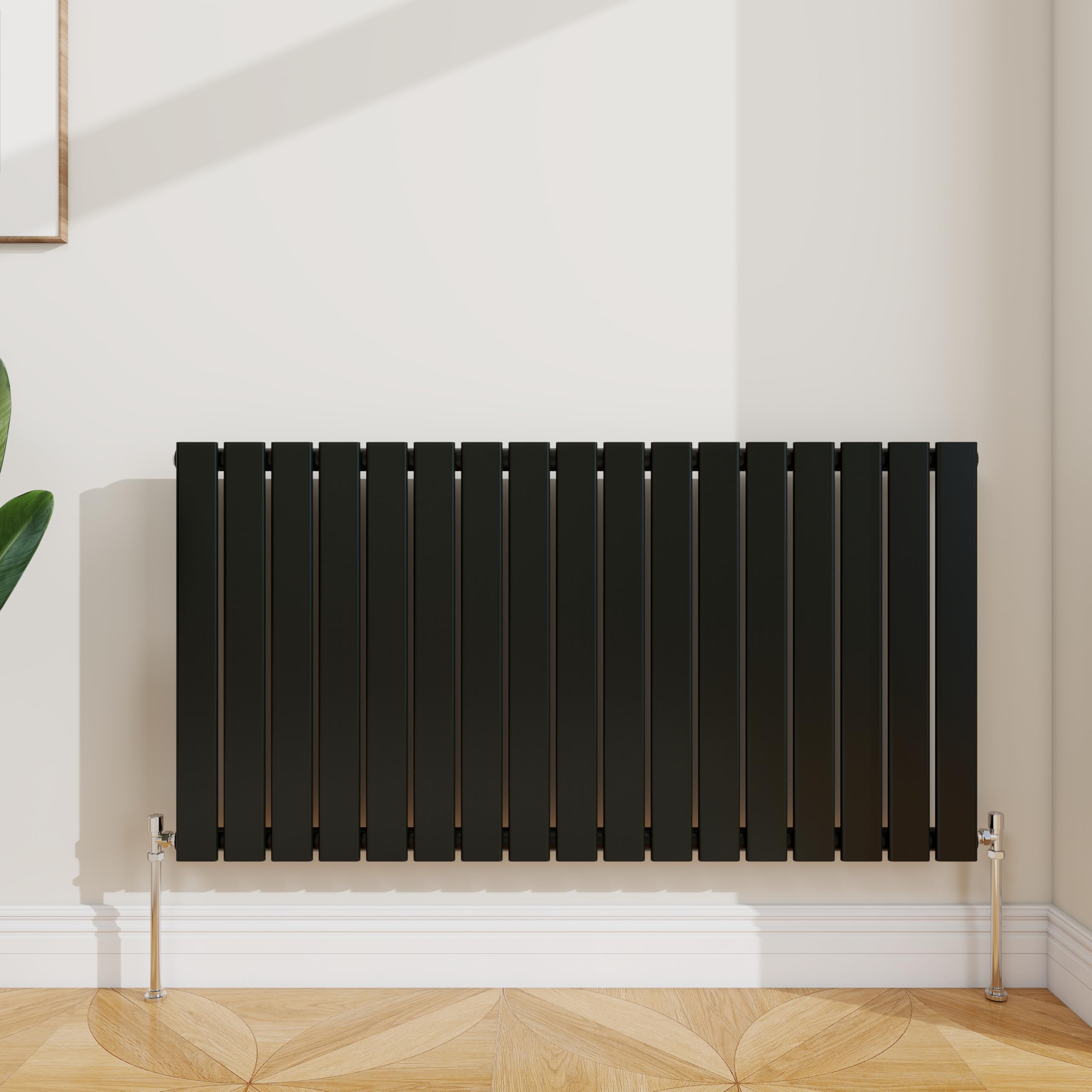 SLINE SANITARY 600x1156mm Horizontal Radiator Black Single Modern Flat Panel Central Heating Radiator