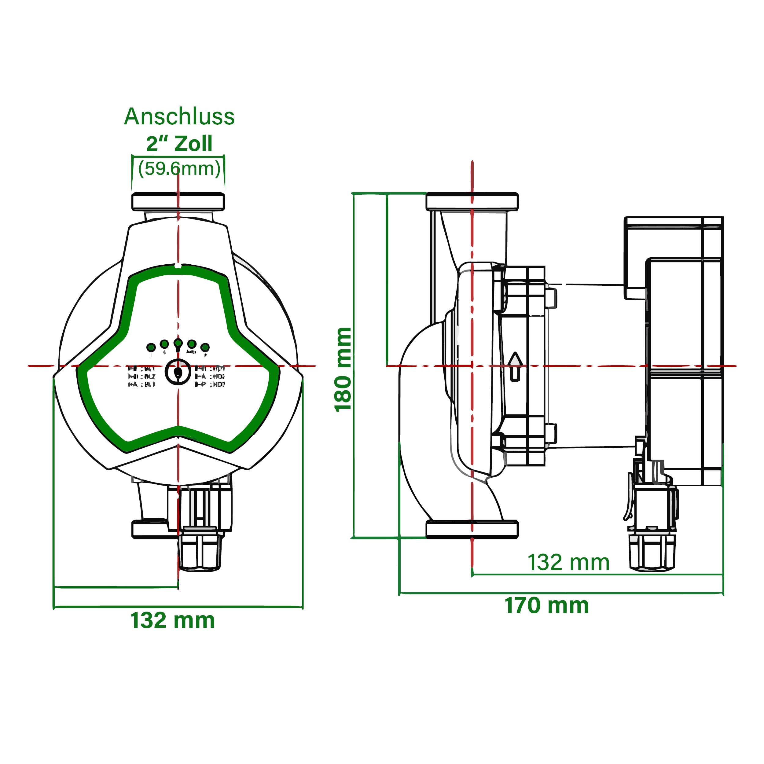 HST | Pompa di riscaldamento ad alta efficienza | Pompa di circolazione | HST EPS 32-110/180 mm | Altezza di mandata 11 m | regolazione della velocità tramite segnale PWM