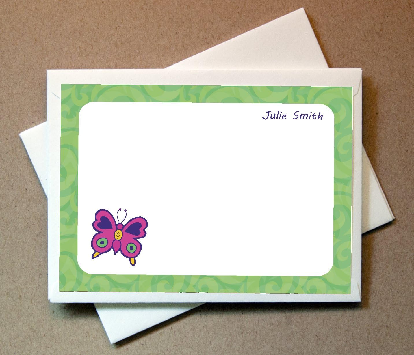 Butterfly Note Cards - Personalized (40 Cards and Blank Envelopes)