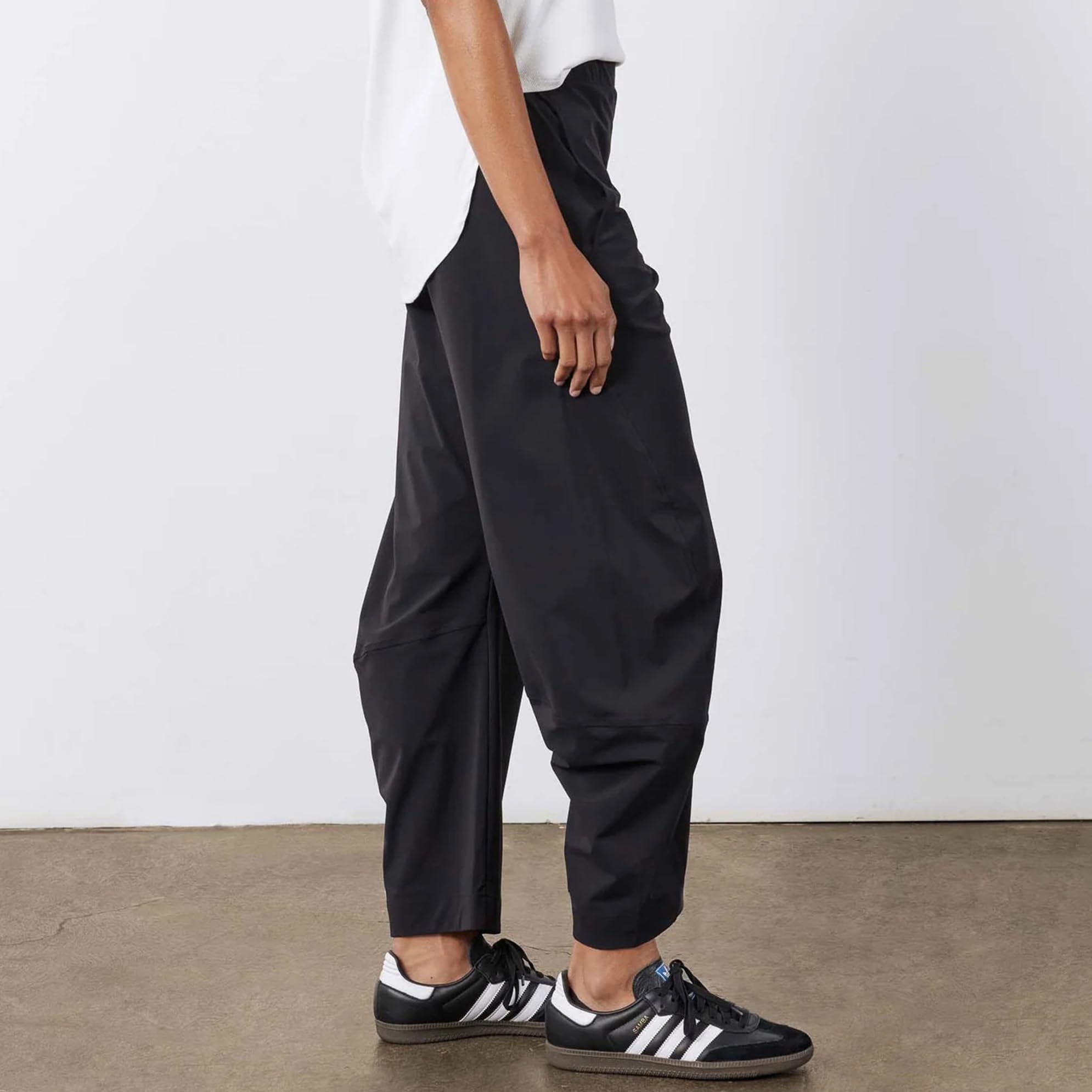Women Barrel Pants Baggy Wide Leg High Waisted Ankle Pants Summer Lounge Travel Work Trousers with Pockets — view 5