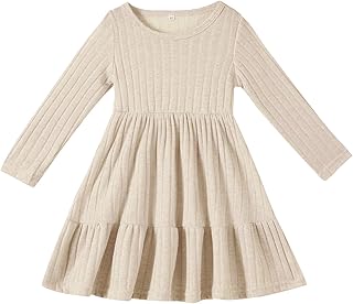 Toddler Baby Girl Long Sleeve Dress Girls Knit Sweater Dresses Tiered Kids Swing Holiday