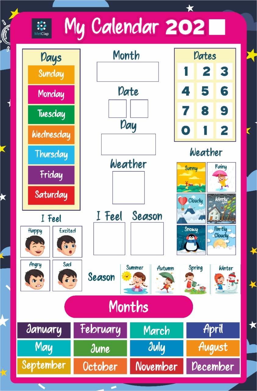 MetClap Learning Board Game for Kids (Ages 2-10) – English Home Calendar Edition – Educational & Fun Game for Early Learning and Skill Development (B0BHPP5X6N) Amazon Price History, Amazon Price Tracker