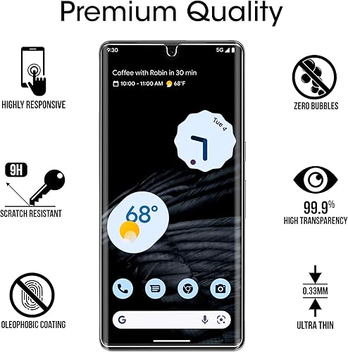 Miniatura 5 de amFilm Protector de pantalla elástico para Google Pixel 7 Pro, Pixel 7 Pro de 6.7 pulgadas, Google Pixel 7 Pro 5G, compatible con identificación de