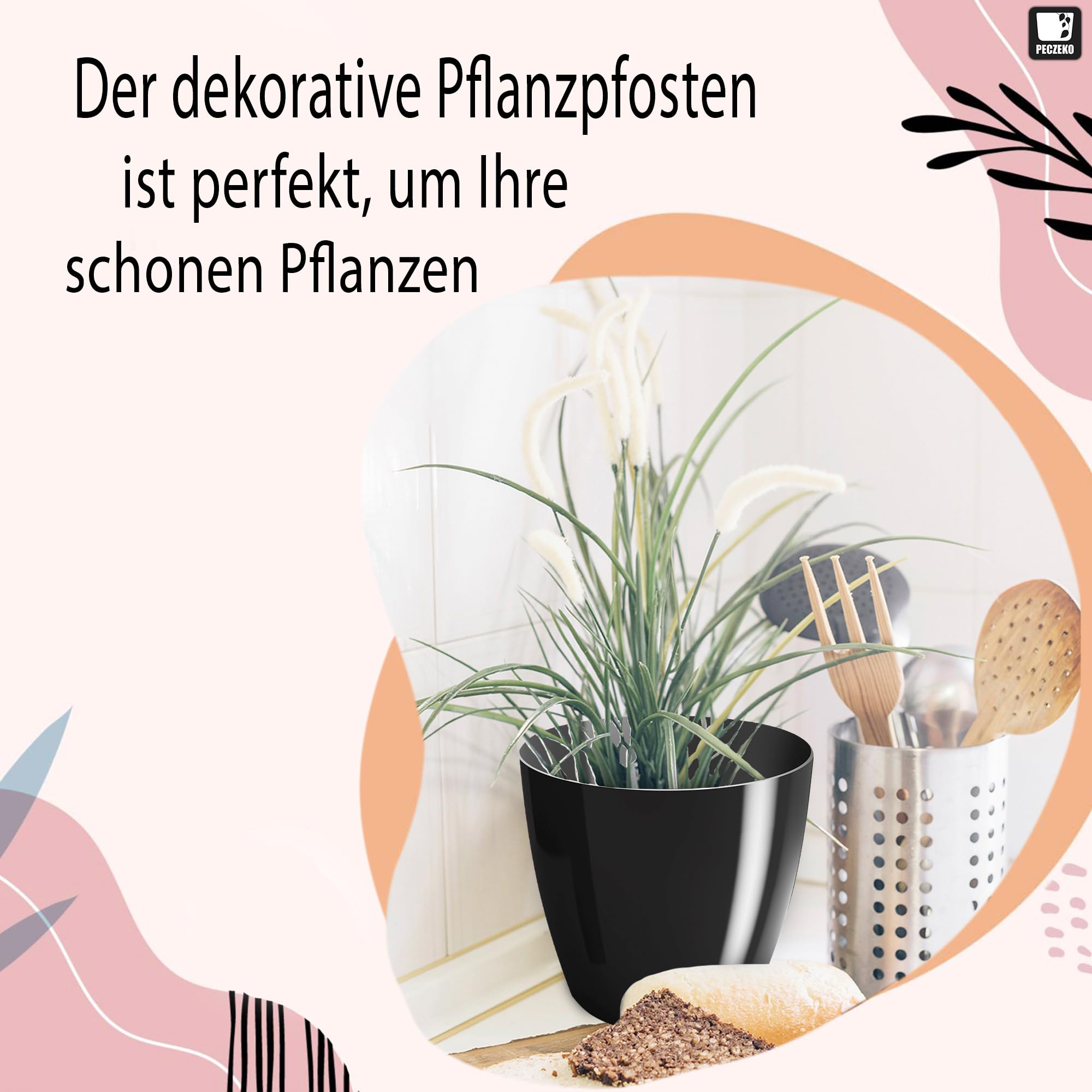 Macetas Brillantes Macetas Decorativas Hierbas Macetas Redondas de plástico duraderas y Ligeras para salón, Comedor, Cocina, terraza, balcón Juego de 2 Piezas (Antracita, diámetro 16 cm) — view 101