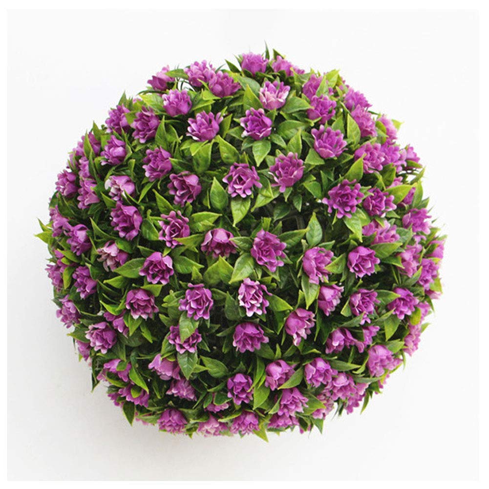 Fake Flower Artificial Plant Ball Decorative Purple Rose Simulation Grass Ball Plastic Globe Purple for Wedding Shopping Mall Christmas Home Decor