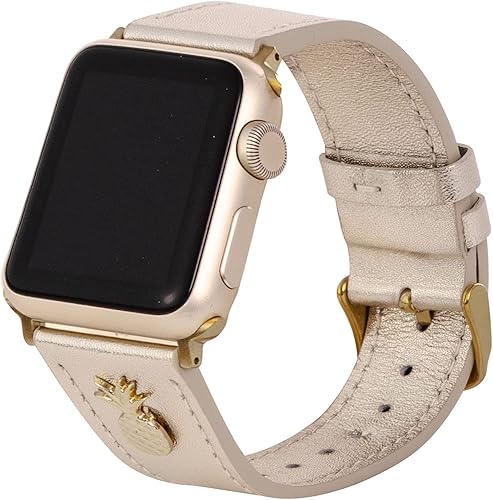Lilly Pulitzer Correa de reloj de cuero genuino tamaño para adaptarse a relojes inteligentes de 1.654 in, 1.732 in y 1.772 in, compatible con Apple